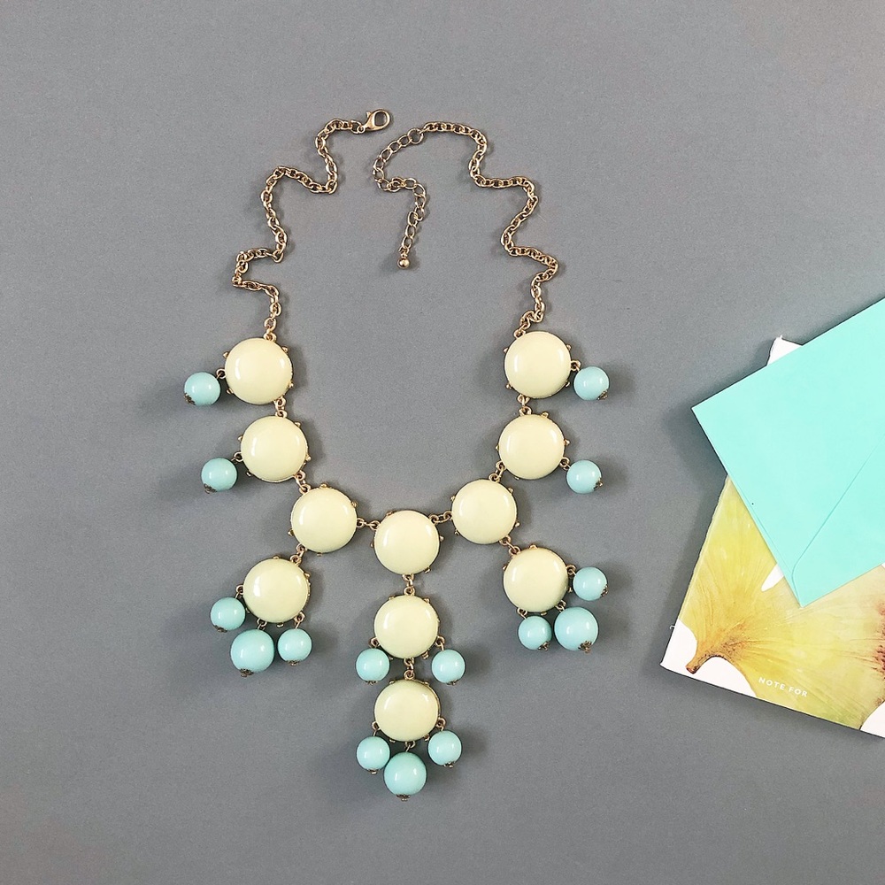 Mint bubble bib necklace color block